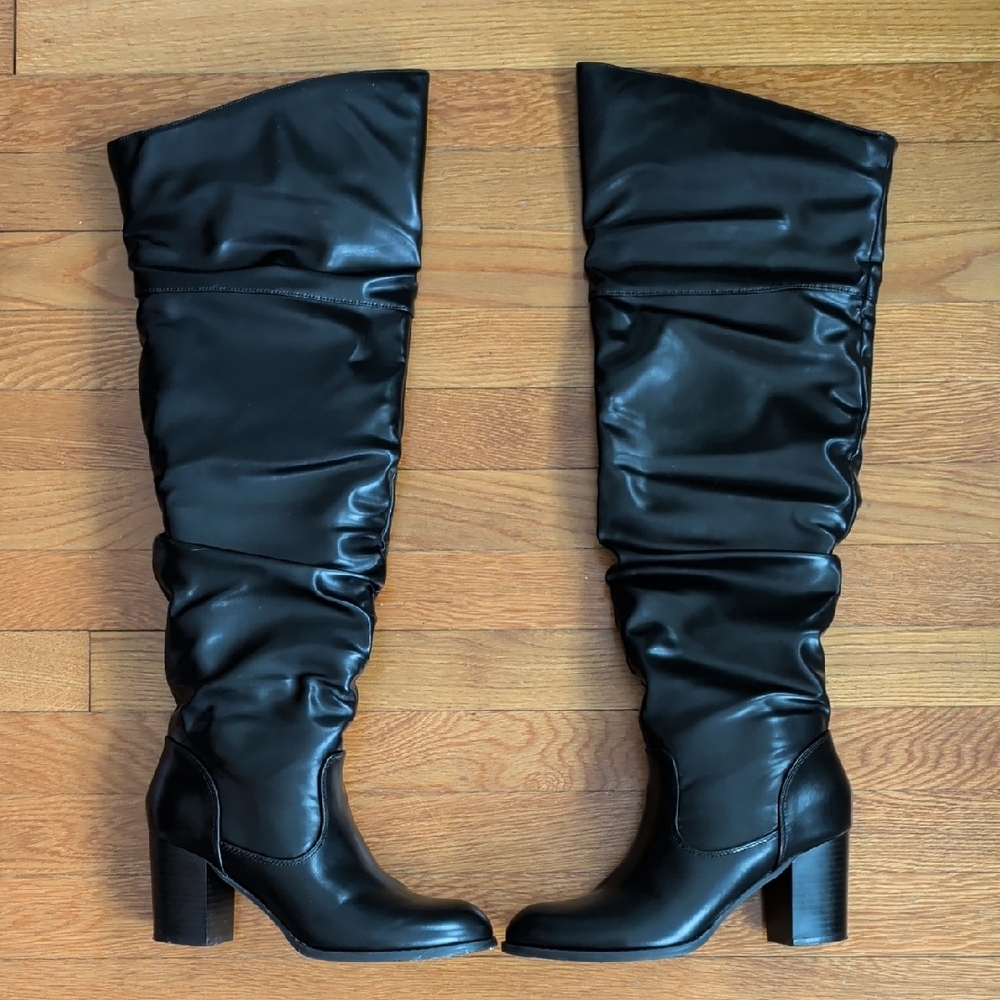 Black Over-the-Knee Women's Boots - Picture 2 of 5